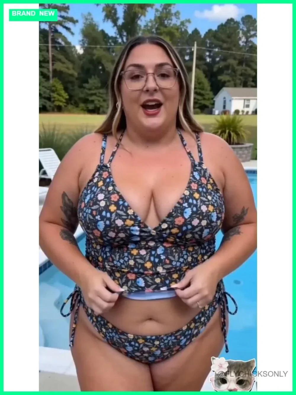 ZAFUL Tankini Two Piece Swimsuit Tummy Control V-Neck Spaghetti Strap Cheeky
